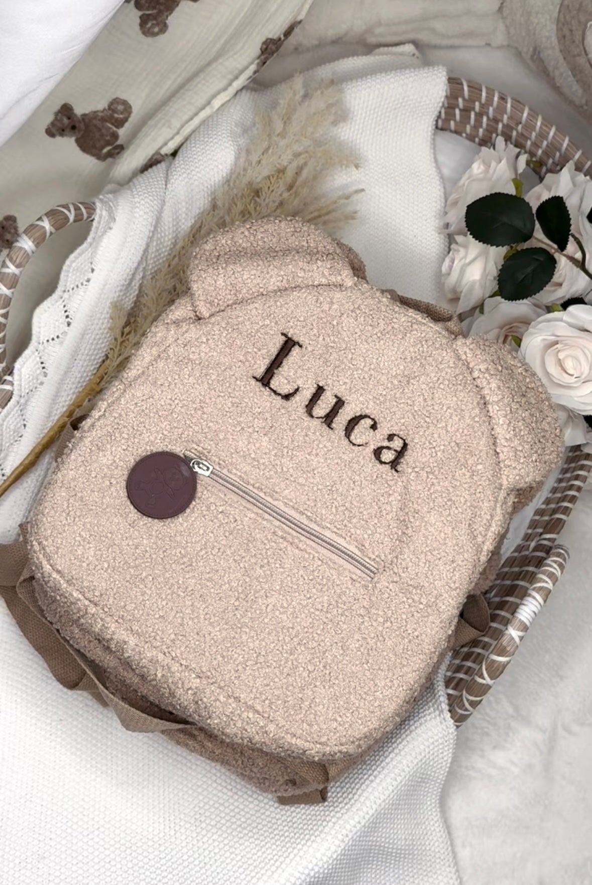 Personalised Boucle Teddy Bag