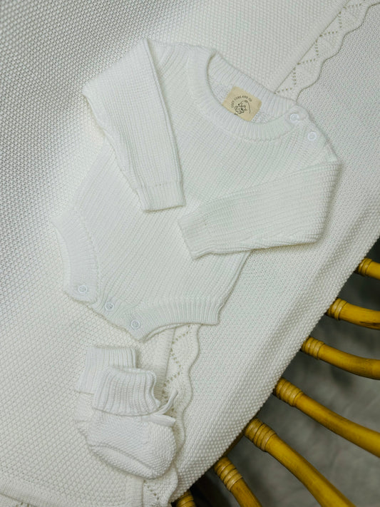 Ice White Knit Romper