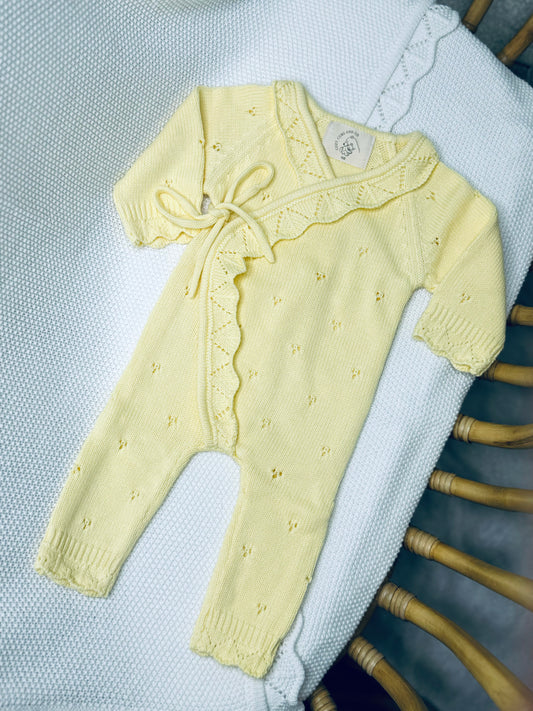 Lemon Dream Long Knit Romper
